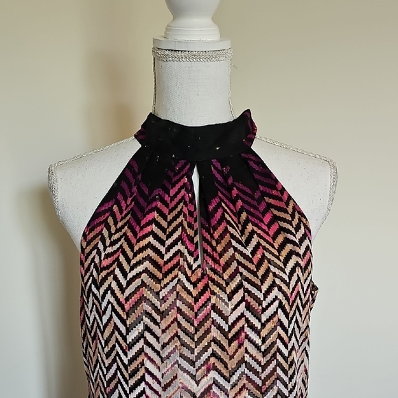 WHBM Women's Multicolor Chevron Halter Top - Picture 2 of 4